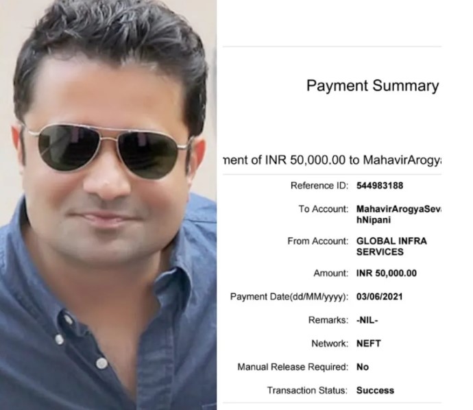 Donation of Rs. 50,000 from Shri. Ashish Mehta